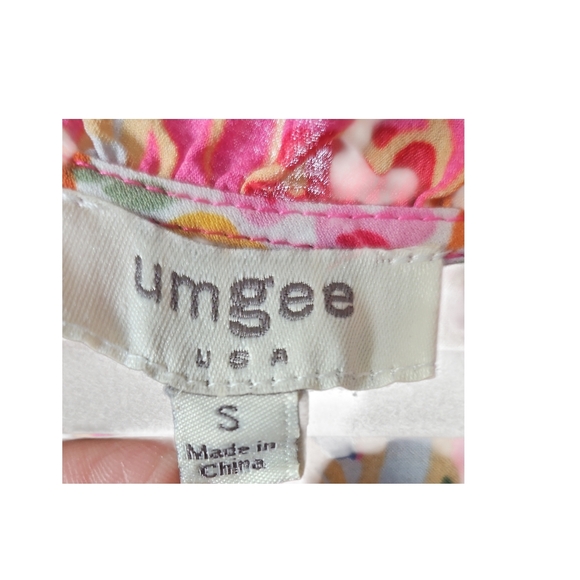 Umgee USA Pink Boho Floral Tiered Midi Dress Small - Picture 2 of 4